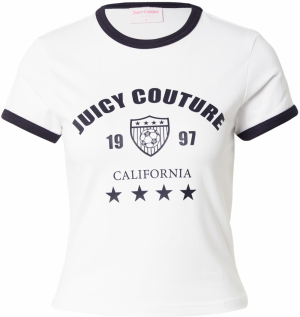 Juicy Couture Tričko 'The Arched Football Ringer'  čierna / biela