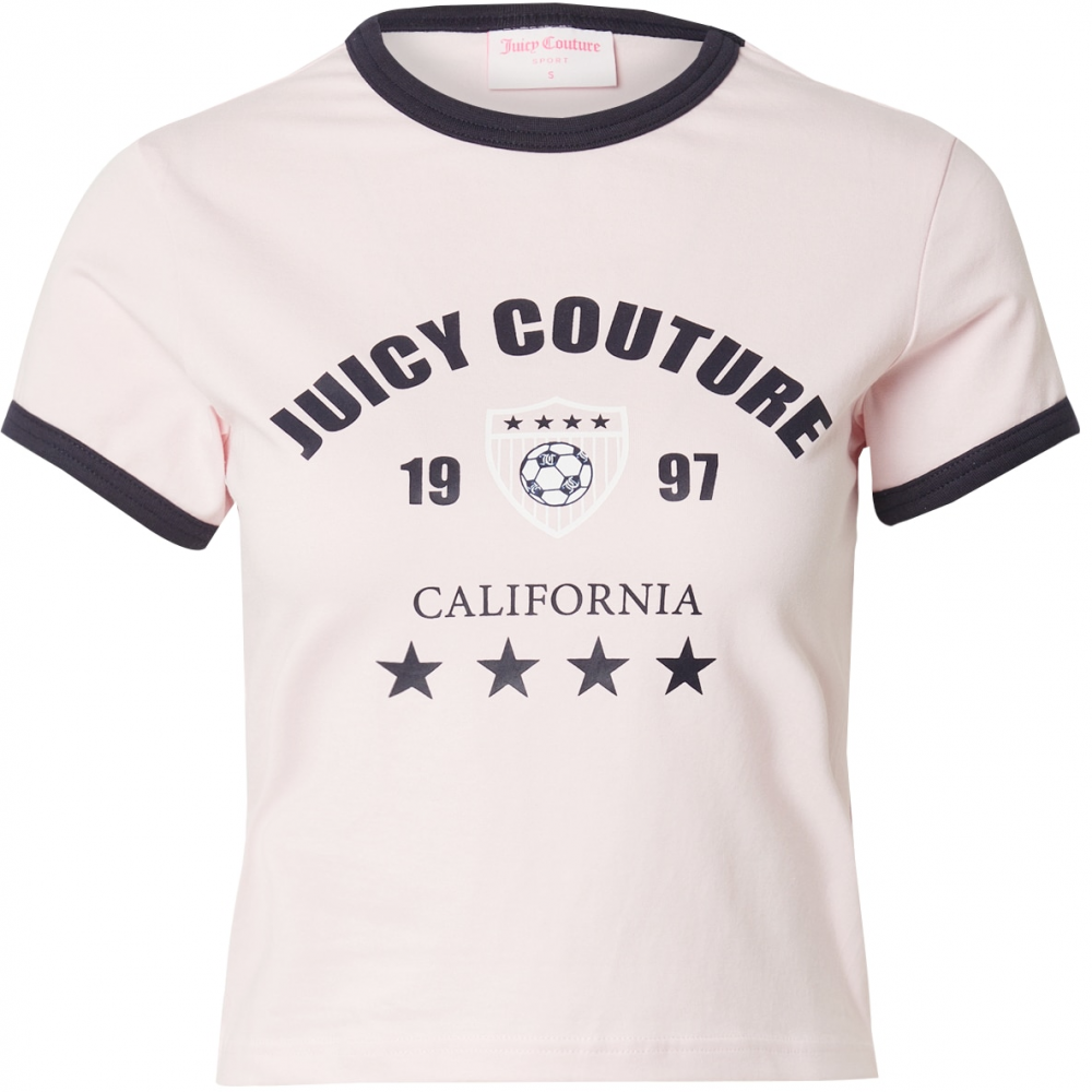 Juicy Couture Tričko 'The Arched Football Ringer'  pastelovo ružová / čierna / biela