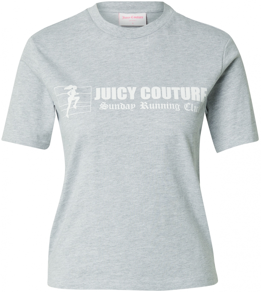 Juicy Couture Tričko 'The Runner'  sivá melírovaná / biela