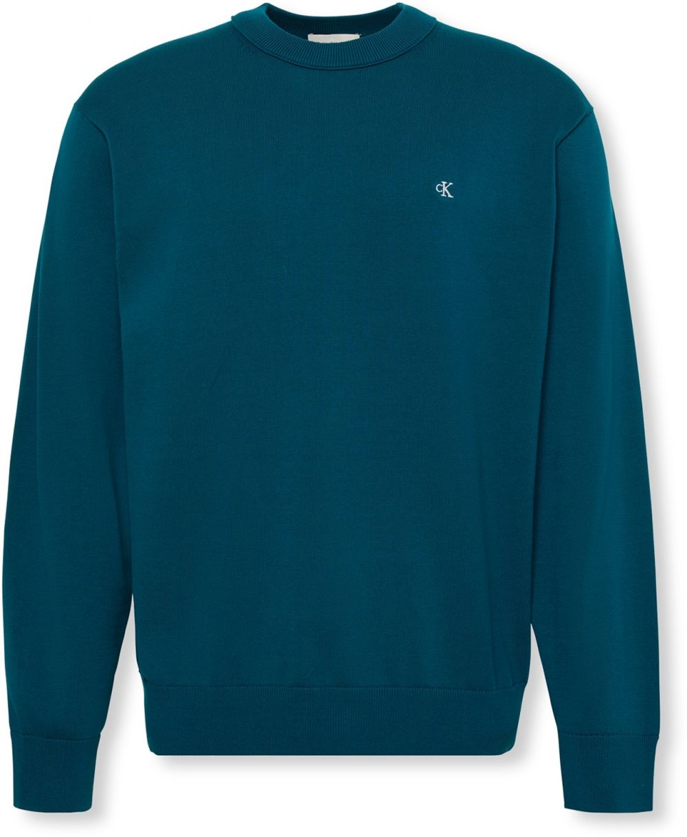 Calvin Klein Jeans Sveter 'ESY'  smaragdová / biela