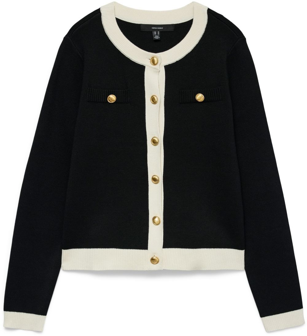 VERO MODA Kardigán 'VMOLI'  čierna / biela
