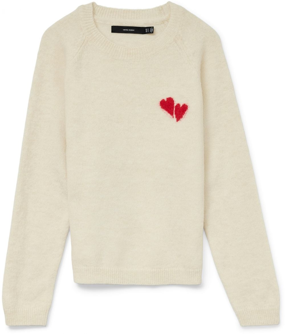 VERO MODA Sveter 'VMBAM'  béžová / červená