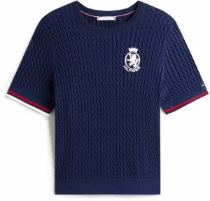 Tommy Hilfiger Curve Sveter  námornícka modrá / biela