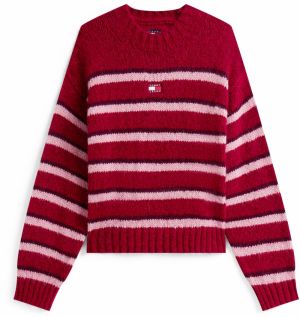 Tommy Jeans Sveter  baklažánová / ružová / tmavočervená
