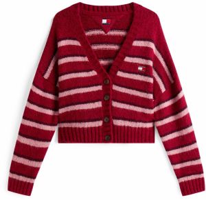 Tommy Jeans Kardigán  ružová / červená / čierna