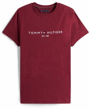 TOMMY HILFIGER Tričko  karmínovo červená / biela