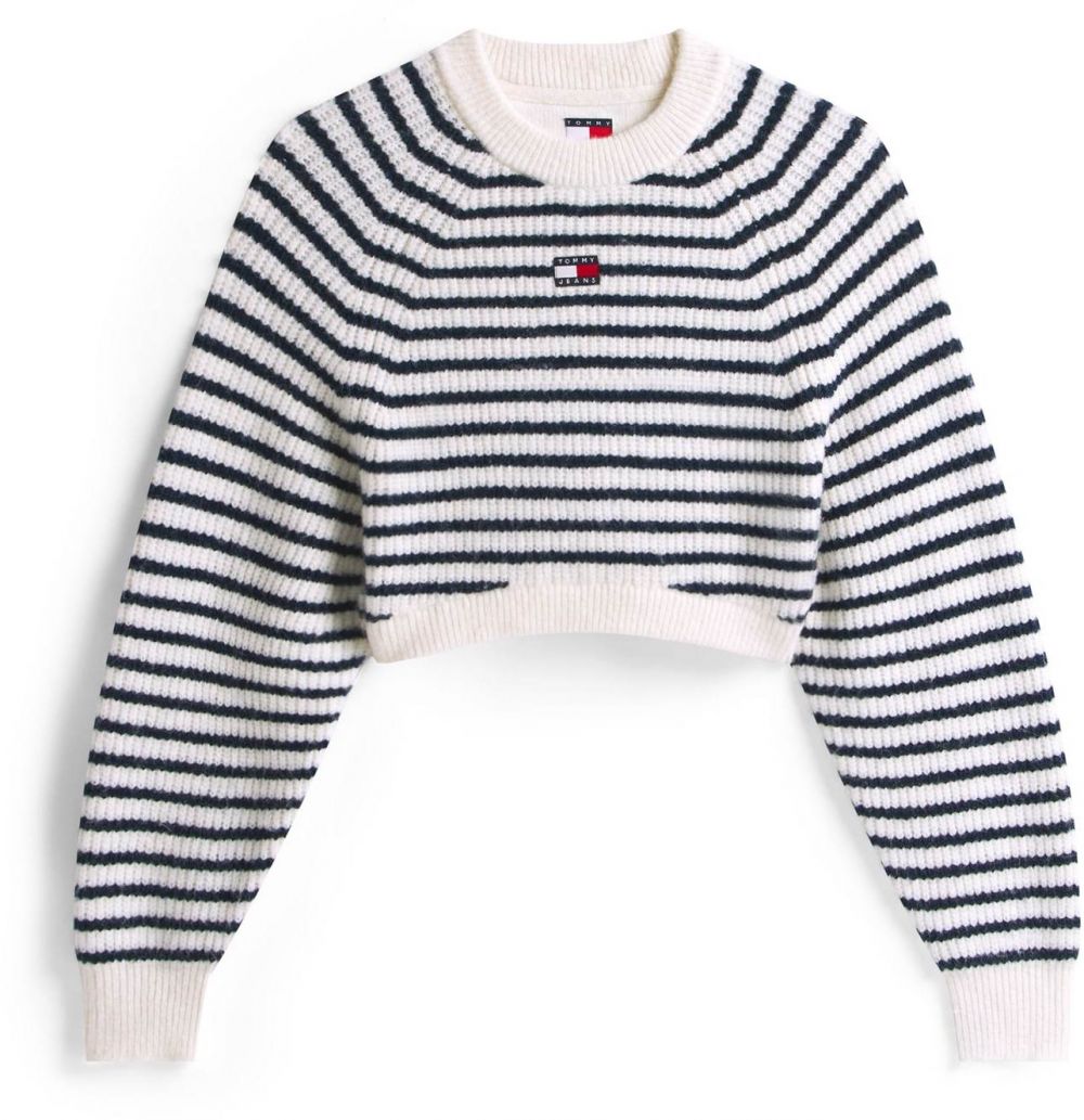Tommy Jeans Sveter  námornícka modrá / biela