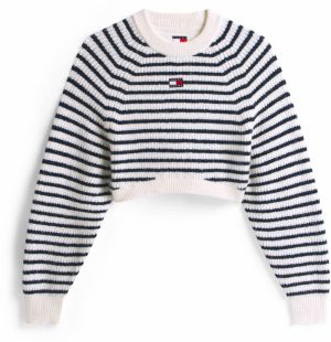 Tommy Jeans Sveter  námornícka modrá / biela