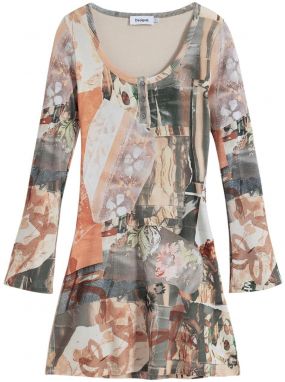 Desigual Šaty  lososová / čierna / biela