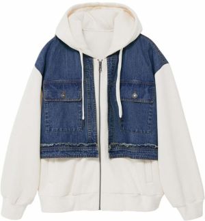 Desigual Tepláková bunda  modrá denim / biela