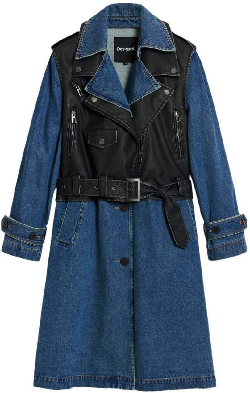 Desigual Prechodný kabát  modrá denim / čierna