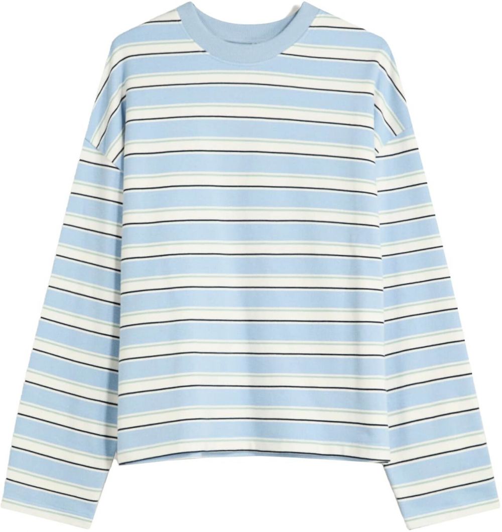 Bershka Mikina  svetlomodrá / čierna / biela