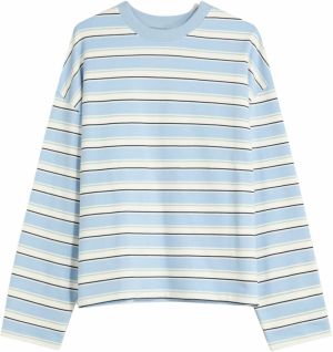 Bershka Mikina  svetlomodrá / čierna / biela