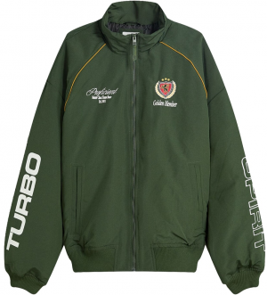 Bershka Prechodná bunda  žltá / tmavozelená / červená / biela