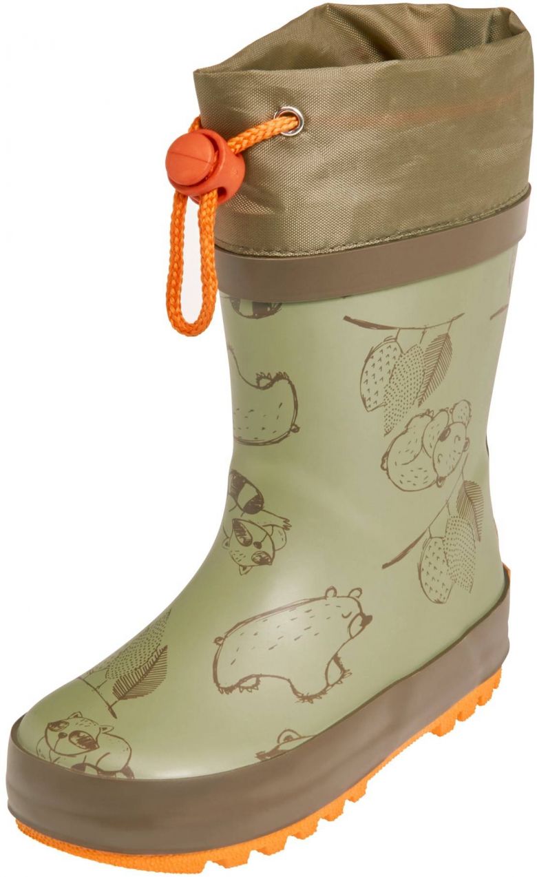PLAYSHOES Gumáky  kaki / olivová / svetlooranžová
