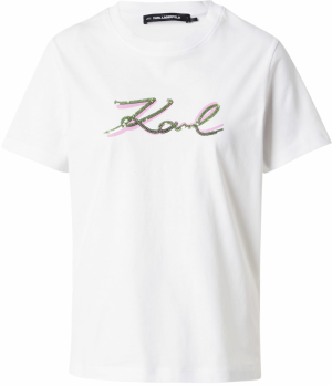 Karl Lagerfeld Tričko  zelená / svetloružová / biela