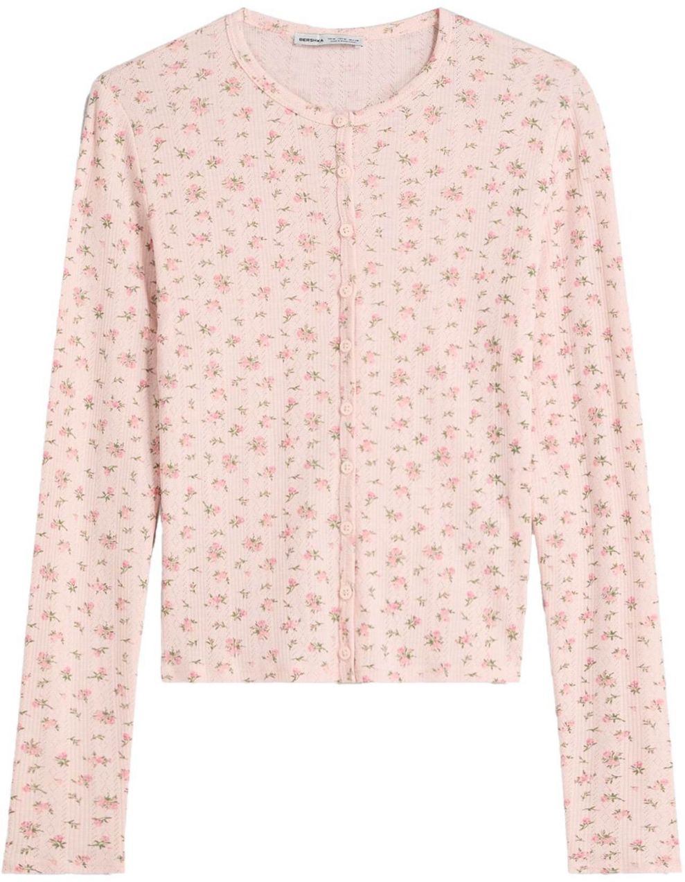 Bershka Kardigán  zelená / ružová / staroružová