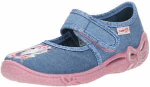 SUPERFIT Papuče 'BELINDA'  modrá denim / svetlozelená / ružová / biela