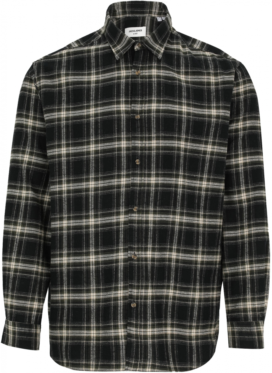 Jack & Jones Plus Košeľa 'JJJOSHUA'  béžová / jedľová / čierna / biela