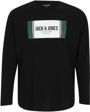Jack & Jones Plus Tričko 'JJHAYATO'  zelená / čierna / biela