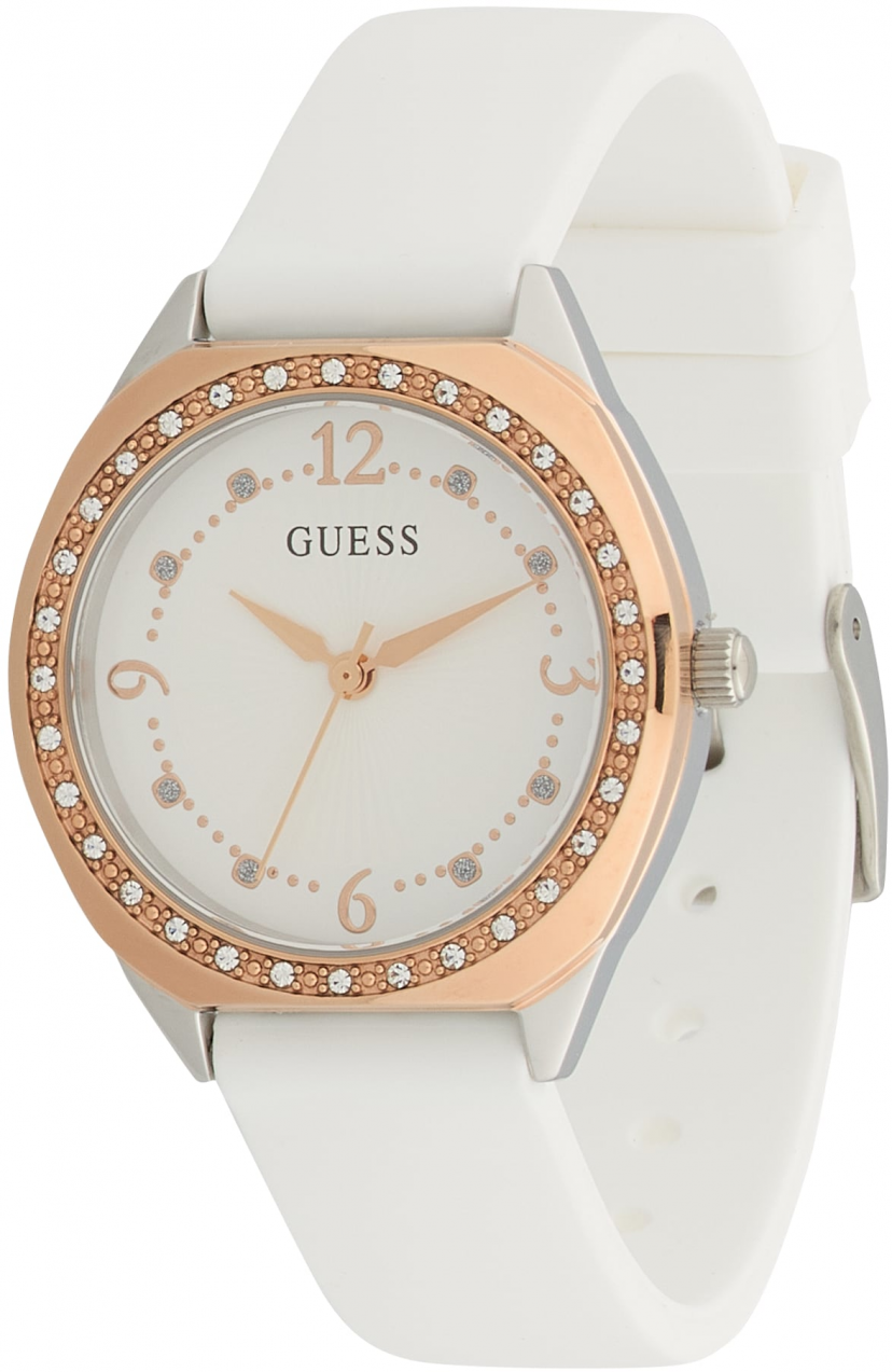 GUESS Analógové hodinky  zlatá / biela