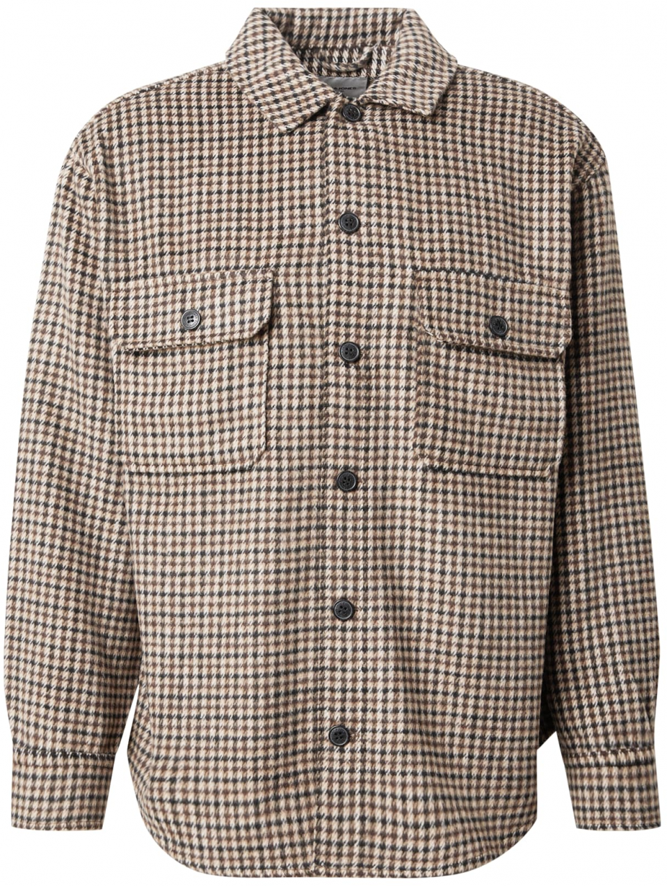 JACK & JONES Košeľa 'JJEBRADLEY OLLIE'  kapučíno / tmavohnedá / biela