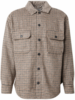 JACK & JONES Košeľa 'JJEBRADLEY OLLIE'  kapučíno / tmavohnedá / biela