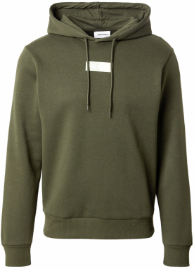 JACK & JONES Mikina 'JJPAN'  krémová / tmavozelená