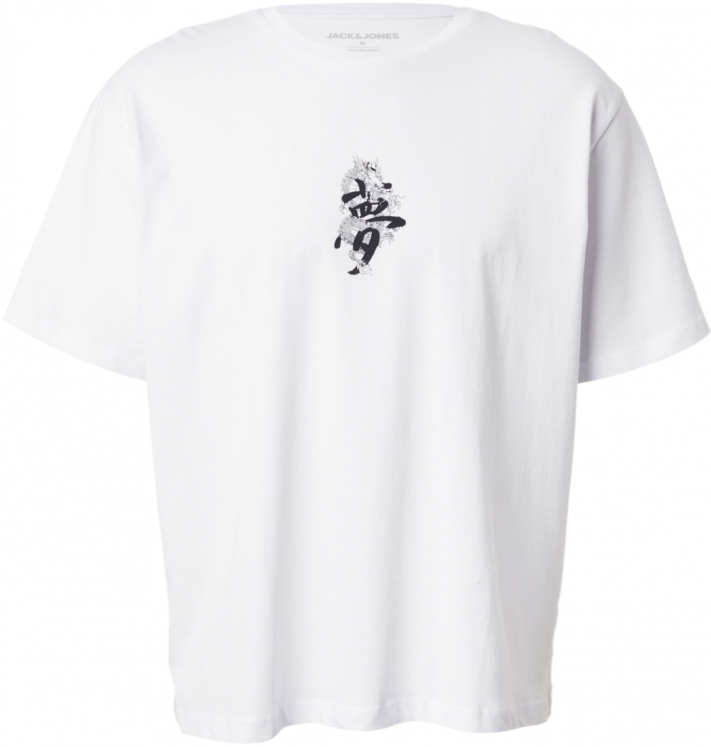 JACK & JONES Tričko 'JJMIKO'  čierna / biela