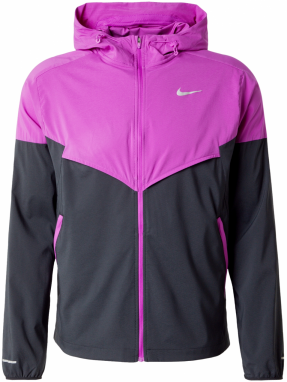 NIKE Športová bunda 'IMP LGHT'  striebornosivá / neónovo fialová / čierna