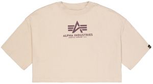 ALPHA INDUSTRIES Tričko  béžová / tmavofialová