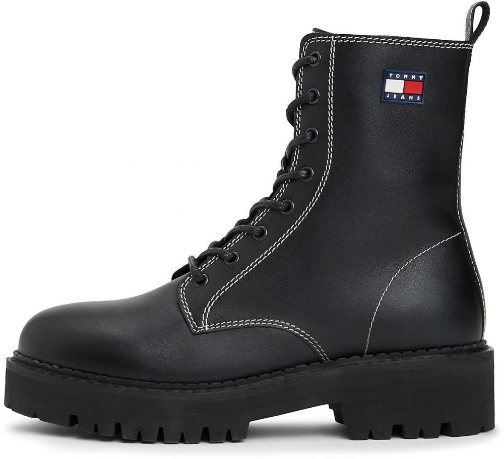 Tommy Jeans Šnurovacie členkové čižmy  námornícka modrá / jasne červená / čierna / biela