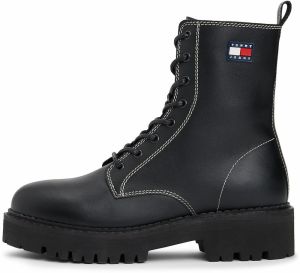 Tommy Jeans Šnurovacie členkové čižmy  námornícka modrá / jasne červená / čierna / biela