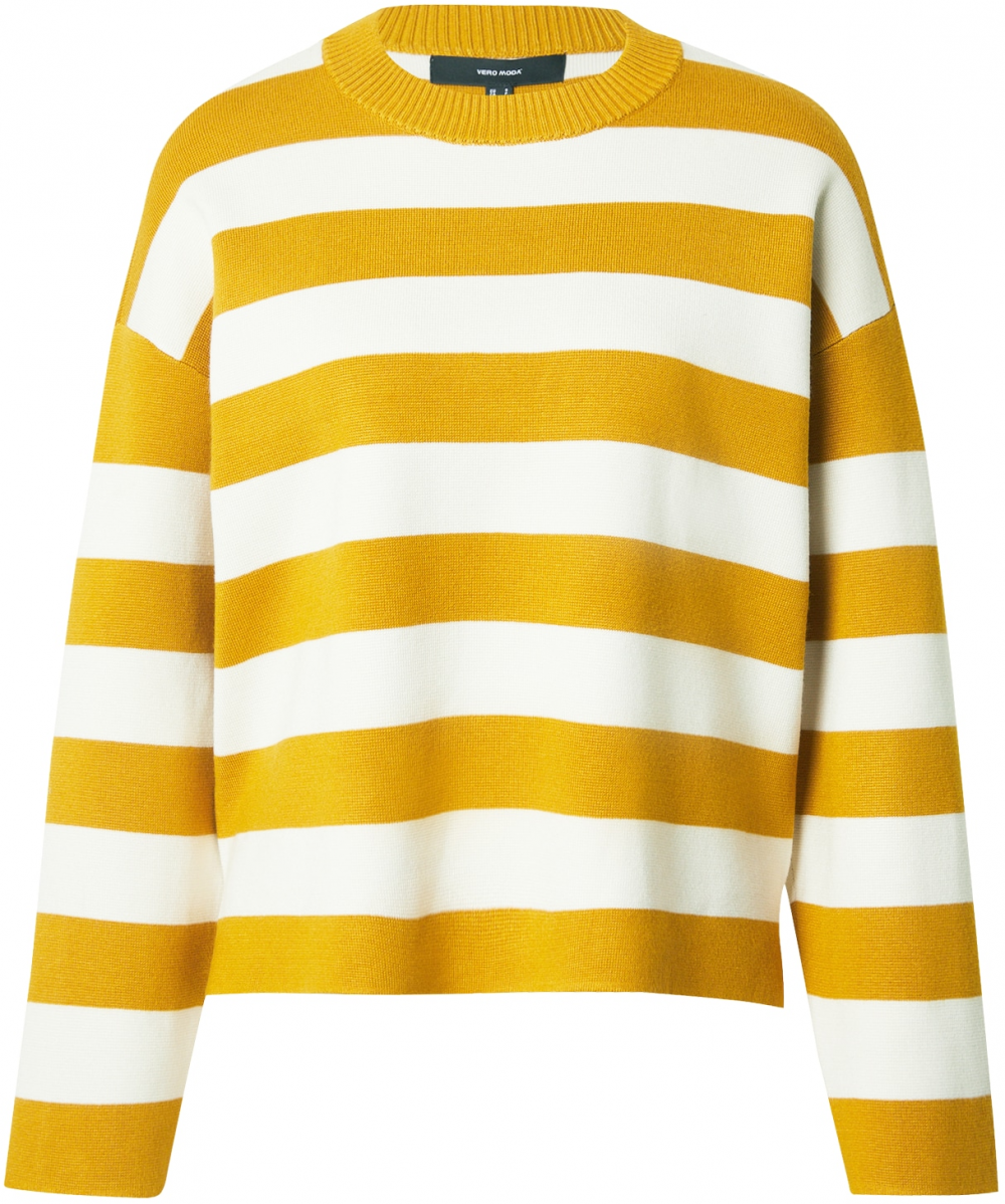 VERO MODA Sveter 'VMSilje'  horčicová / biela