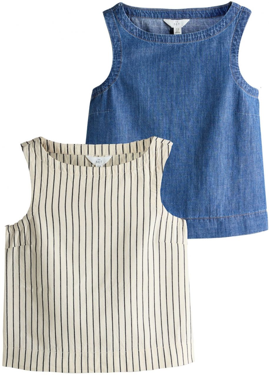 The Set Top  modrá denim / čierna / biela