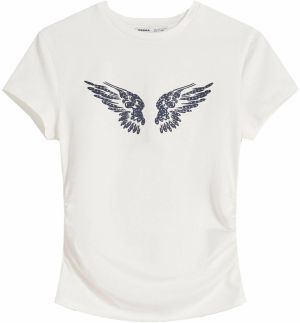Bershka Tričko  tmavomodrá / biela