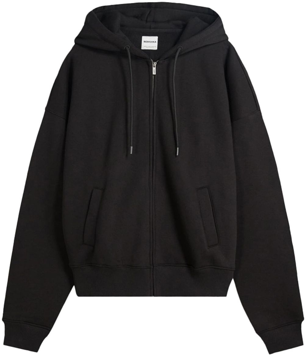 Bershka Tepláková bunda  čierna
