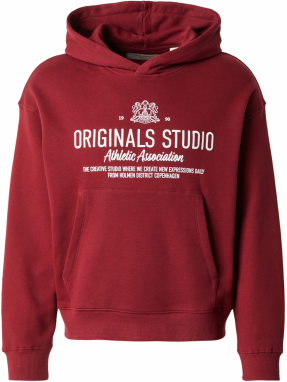 JACK & JONES Mikina 'JORCAMBRIDGE'  bordová / biela