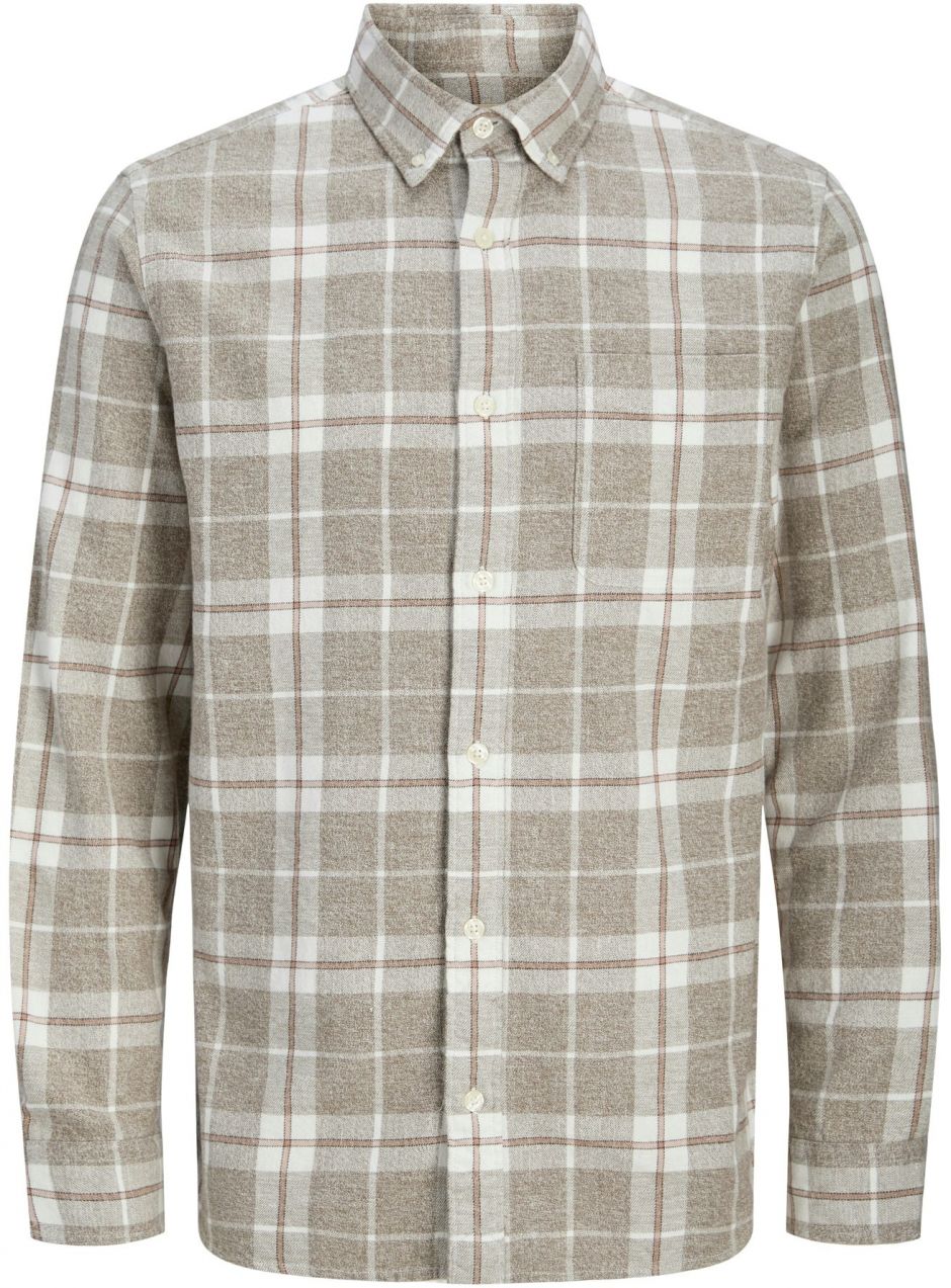 JACK & JONES Košeľa 'JPRBLUBROOK'  sivobéžová / oranžová / čierna / biela