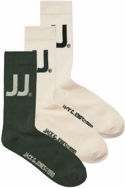 JACK & JONES Ponožky 'JACKAI'  krémová / tmavozelená / čierna