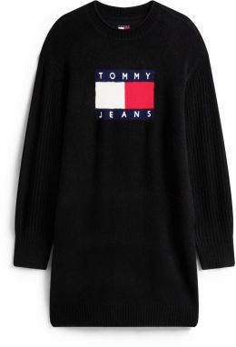 Tommy Jeans Pletené šaty  námornícka modrá / krvavo červená / čierna / biela