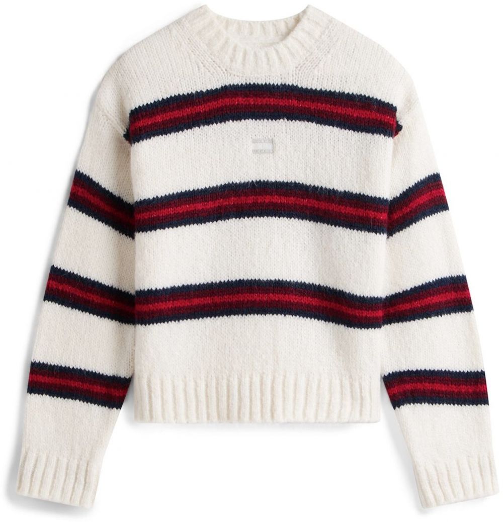 Tommy Jeans Sveter  námornícka modrá / burgundská / biela
