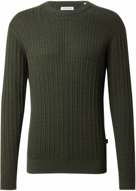 JACK & JONES Sveter 'JJEEMIL'  tmavozelená