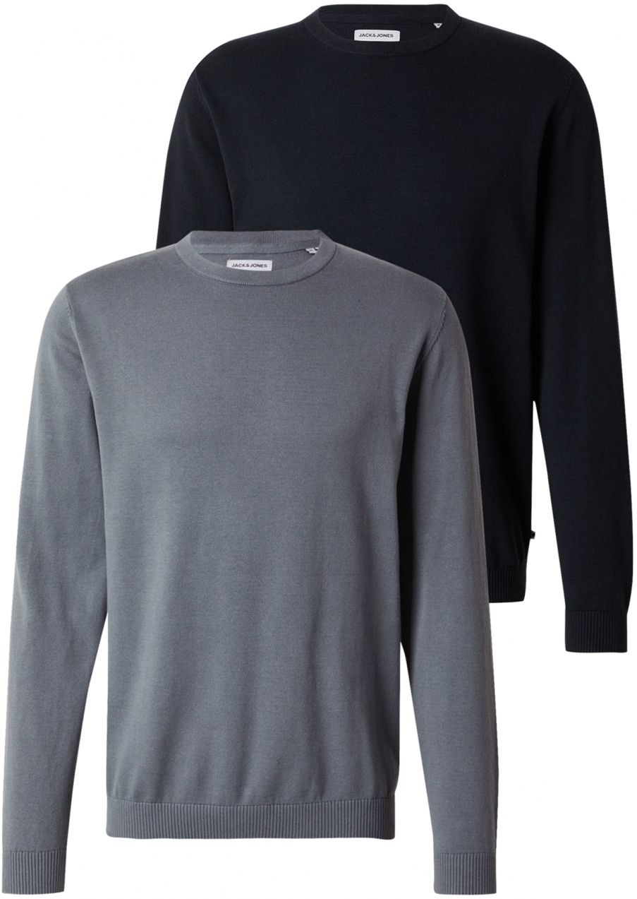 JACK & JONES Sveter 'JJEBASIC'  námornícka modrá / sivá