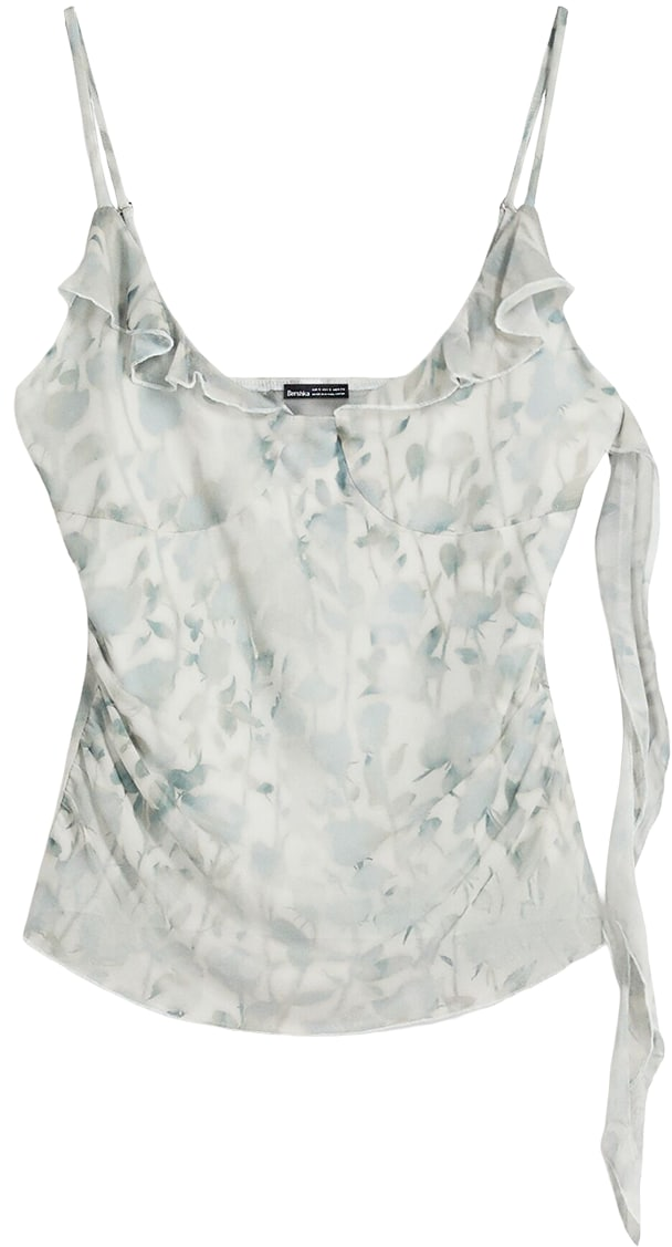 Bershka Top  sivobéžová / svetlosivá / pastelovo zelená