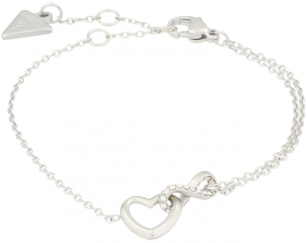 GUESS Náramok 'INFINITY & HEART'  strieborná