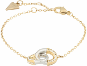 GUESS Náramok 'DOUBLE LINK PAVE'  zlatá / strieborná / priehľadná