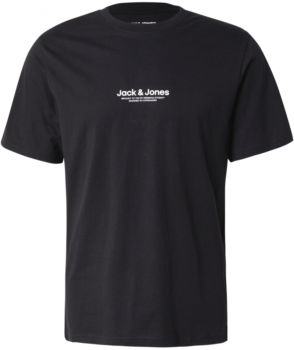 JACK & JONES Tričko 'JWHVESTERBRO'  čierna / biela