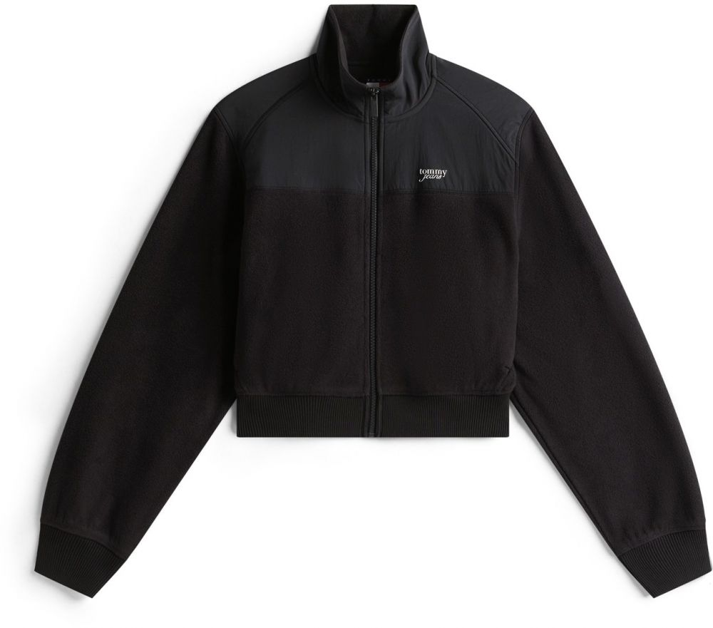 Tommy Jeans Flisová bunda  čierna / biela
