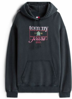 Tommy Jeans Mikina  ružová / čierna / biela